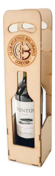 Porta Vino Botella Equipo Belgrano Caja Fibrofacil X12u 0