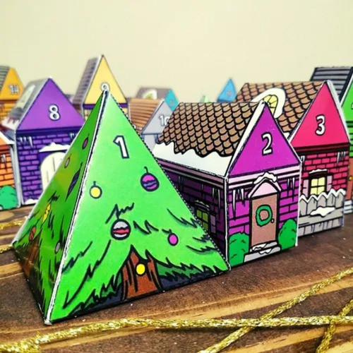 Calendario De Adviento Ciudad Invernal Navidad Para Imprimir 1