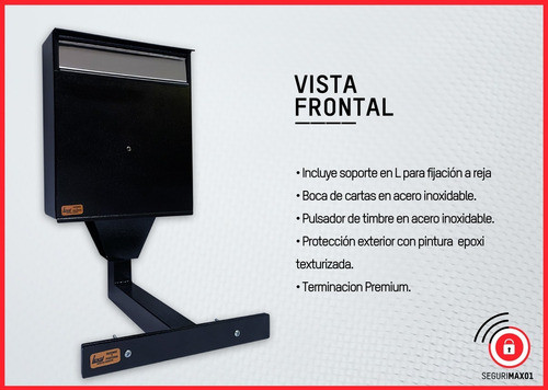 Buzon Metalico Grande + Soporte Reja + Pulsador Timbre    Ñm 1