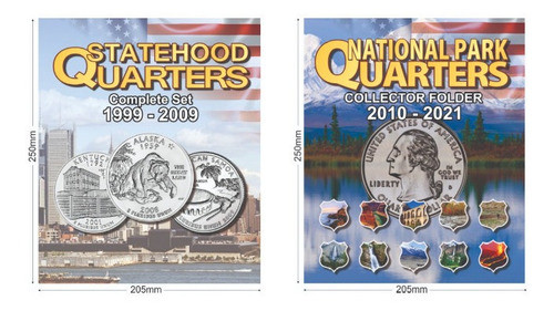 2x Álbuns Para Moedas Quarters Dolar Eua Parks E Estados 0