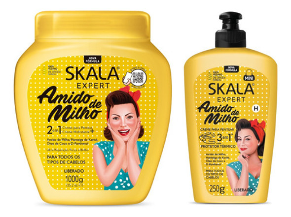 Skala 1 Kilo +crema De Peinar 3en1 Amido De Milho 250g 0