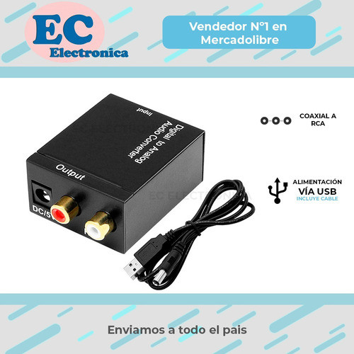 Convertidor Audio Digital A Analogico Coaxial Alimentacion + 1