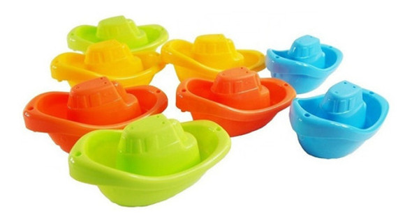 Barquitos X8 Apilables Para El Agua Juguete Baño Bebes 1
