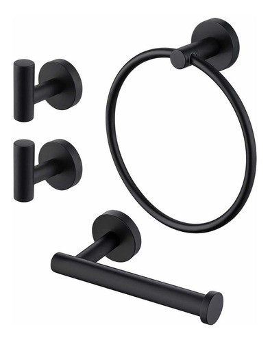 Set De 4 Accesorios Para Baño Negro Mate Kes -8jyfj5zg 0