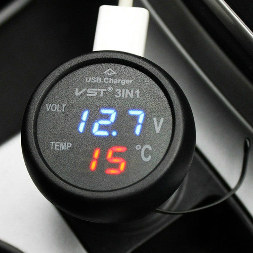 Zócalo Del Voltímetro Del Coche Azul Multifuncional Led Carg 1