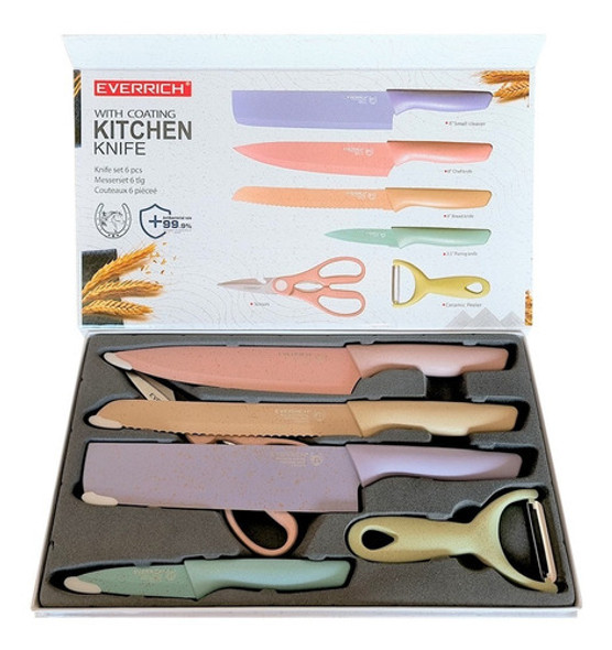Set Cuchillos De Cocina Chef Acero Inox 6 Piezas Cuchilla 0