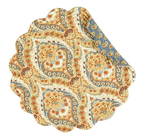 Cyf - Juego De 4 Piezas, Mantel Individual Acolchado Redondo 0