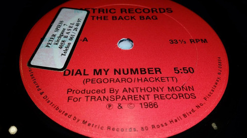 Back Bag Dial My Number Vinilo Maxi Usa Temazo 1986 1