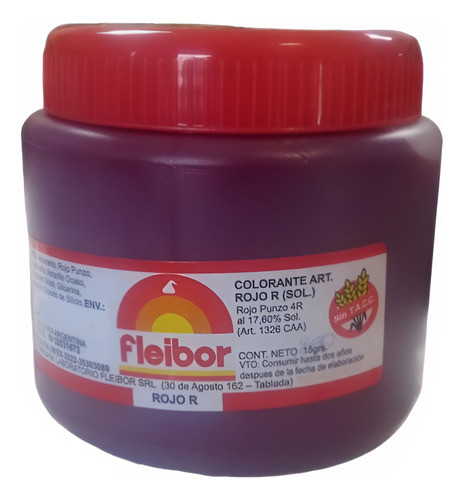 Colorante En Pasta Fleibor Rojo R  Pote 250gr Sin Tacc 0