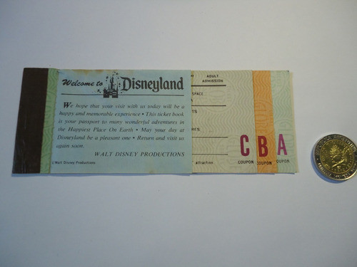 Entrada Cuponera De Disneylandia Años 70 (sa) 0