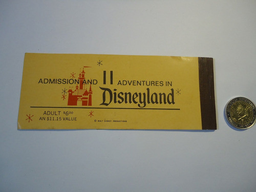 Entrada Cuponera De Disneylandia Años 70 (sa) 1