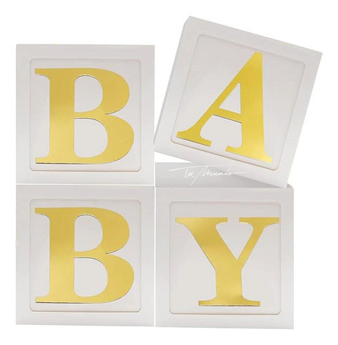 Cubo De Cartón Baby Decoración Dorado 4 Unidades 0