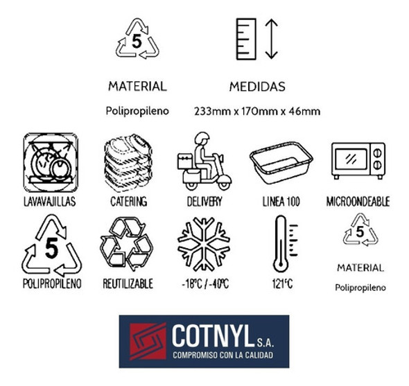 Bandeja Cotnyl 105 Ovalada Pp (reforzada) Con Tapa Mic X100u 1
