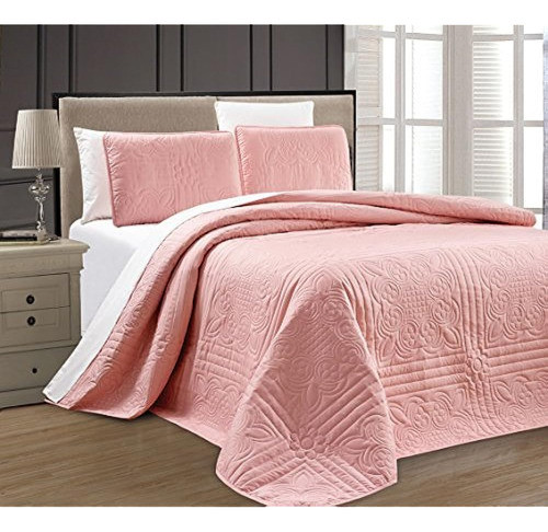 3-piece Coral Pink Oversize Stella Grande Bedcollection Quee 0