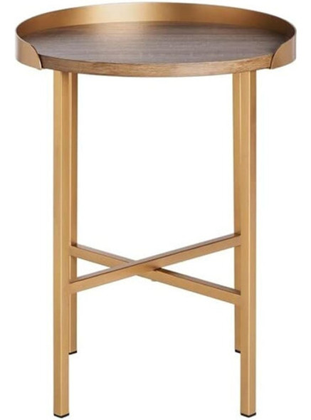 Safavieh Home Prague Mesa Auxiliar Gris Claro De Roble Y Oro 0