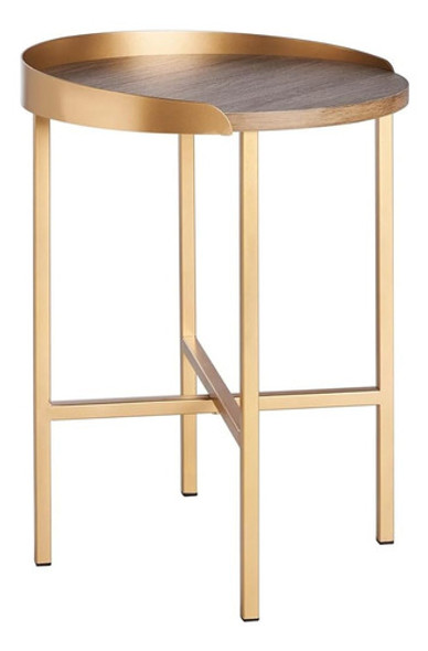 Safavieh Home Prague Mesa Auxiliar Gris Claro De Roble Y Oro 1