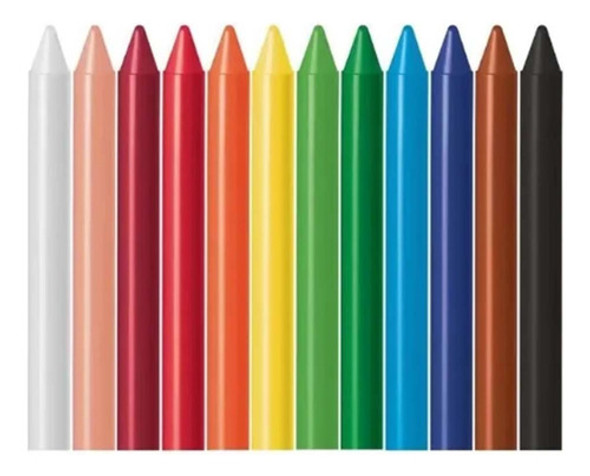 Giz De Cera Gizão 12 Cores Grosso Jumbo Faber-castell 1