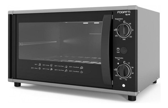 Forno Elétrico De Bancada Top 127v 48l Black - Fogatti 0 Forno Elétrico De Bancada Top 127v 48l Black - Fogatti 0