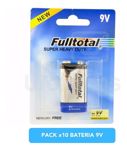 Pack X 10 Bateria 9v Super Heavy Duty Carbon Control Tester 0