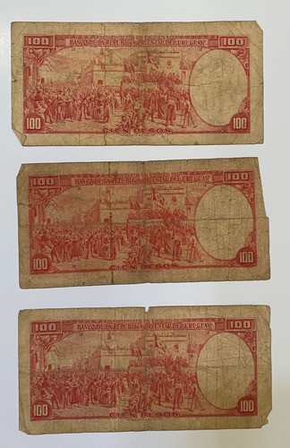 Uruguay 3 Billetes 100 Pesos, 1939 Lote, Bl310 1