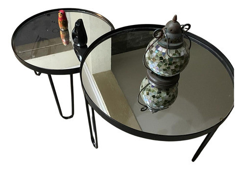 Una Mesa Moderna Industrial Hierro Redonda 50 Cm Negra F038 1