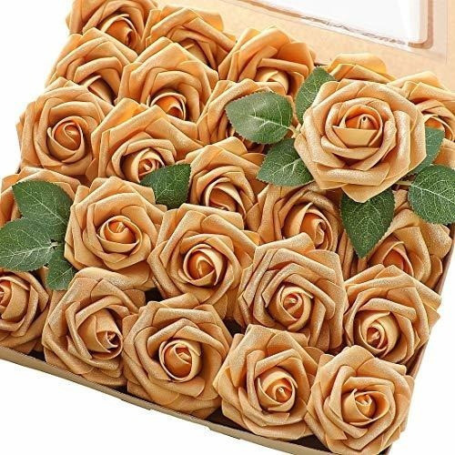 Rosas Artificiales C/tallo Realistas X50u /7.6cm/ Gold 0