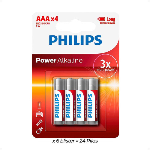 Pilas Alkalina Philips Aaa  (24 Uni) Lr03p4b/97 - Otec 1