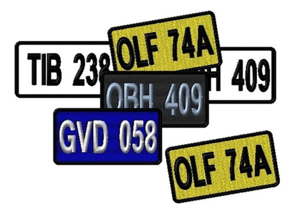 Parche Bordado Patente Placa Personalizada Moto Auto 1