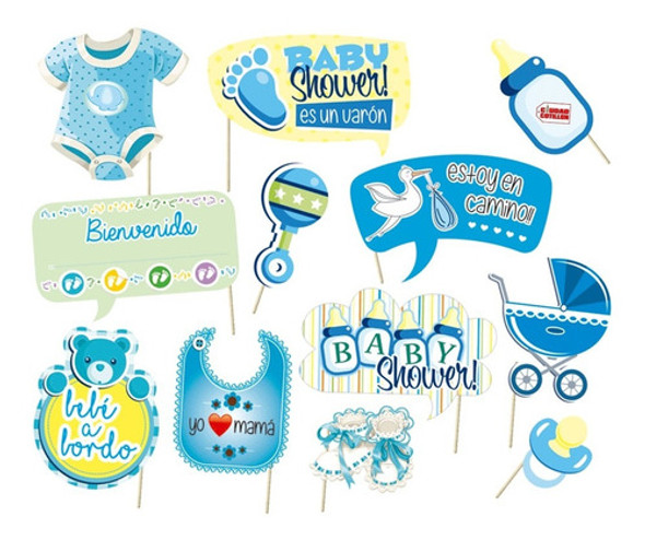 Props Fotos Baby Shower Varón Selfies - Ciudad Cotillón 0