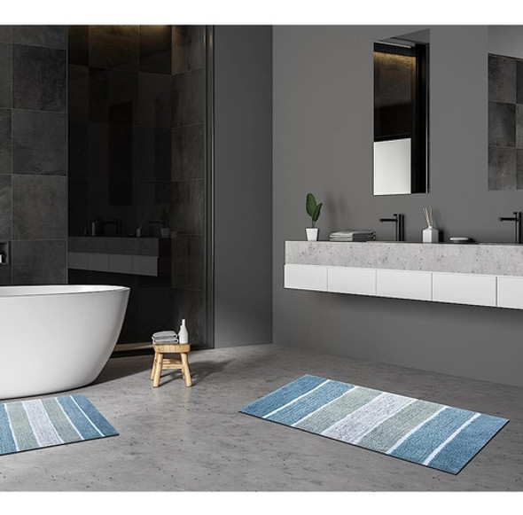 Chardin Home Cordural Stripes Bath Mat, Set Of 2 Bath Rugs ( 1
