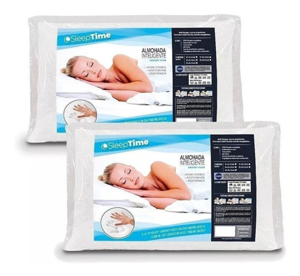 Combo X2 Almohadas Inteligentes Sleeptime 60x35 Con Funda 0