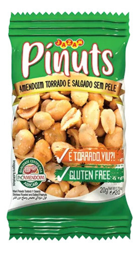 Amendoim Torrado Salgado Pinuts Jazam Com 60 Unidades De 20g 1