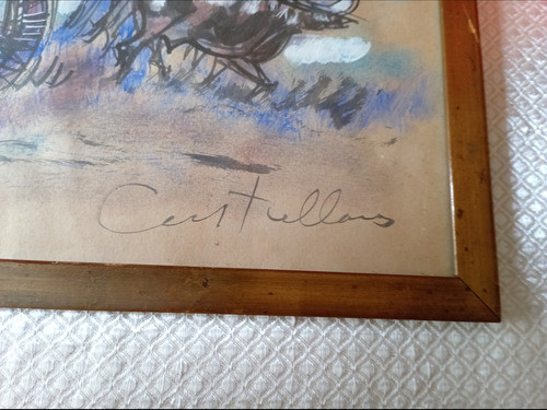 Cuadro Firmado Por Castellanos 50x43cm. Pastel Y Tinta 1