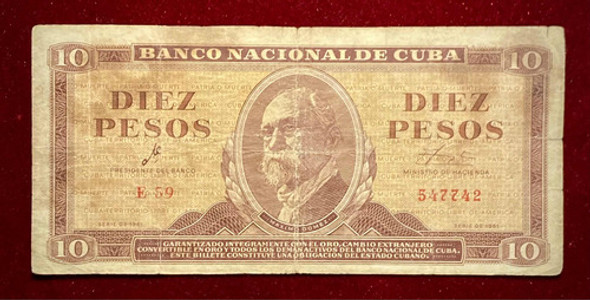 Billete 10 Pesos Cuba 1961 Pick 96 A Firma Che Guevara 0 Billete 10 Pesos Cuba 1961 Pick 96 A Firma Che Guevara 0