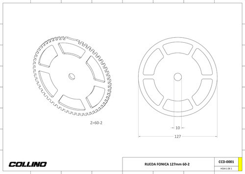 Rueda Fonica Dentada 60-2 127 Mm Fiat Vw Corsa Collino Cuota 1