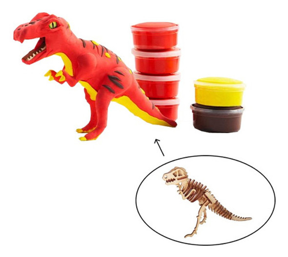 Tiranossauro Rex - Quebra Cabeça E Massa De Modelar 0
