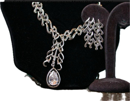 Luli Set Gargantilla Caravanas Metal Rodio Cristal Brillante 1