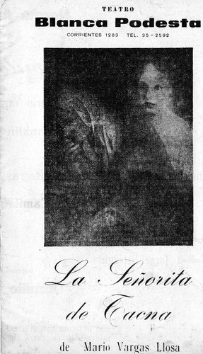 Programa  La Señorita De Tacna   Teatro Blanca Podesta  1981 0