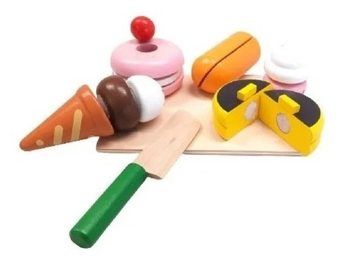 Comidita Con Abrojos Comida De Madera Para Cortar Postre 0