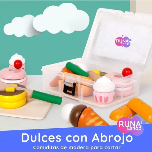 Comidita Con Abrojos Comida De Madera Para Cortar Postre 1