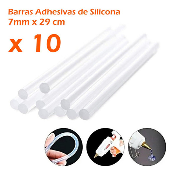 Barritas Silicona Pegamento X 10 Finas Para Pistola Chica 1