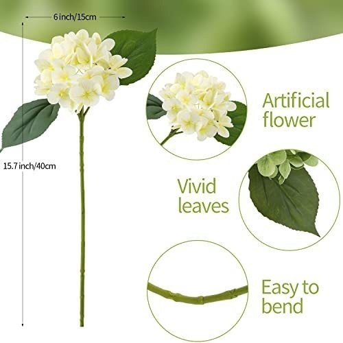 Hortensias Artificiales X6u Decoracion, Blanca 1
