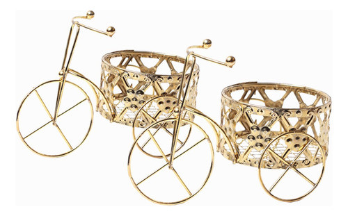 Bici Metal Canasto Redondo Dorada Por Unidad Ideal Souvenir! 0