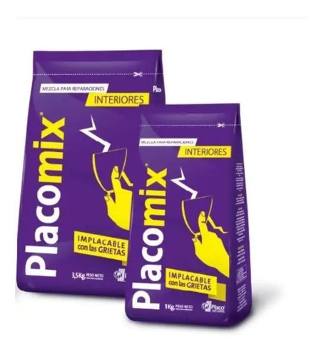 Enduido Para Interiores Placomix Base De Yeso X 3.5 Kg Cba 0