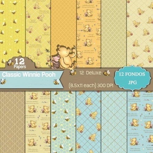 Kit Imprimible Winnie Pooh 12 Fondos  * Ver Promo * 1