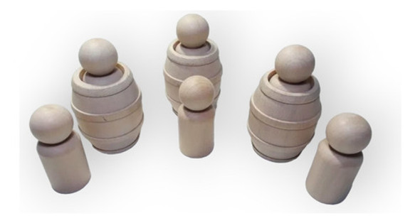 Juego De Muñeco Y Barril De Madera Precio X3 Juego Didáctico 0