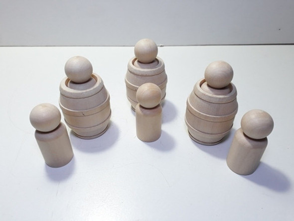 Juego De Muñeco Y Barril De Madera Precio X3 Juego Didáctico 1