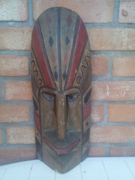 T-vieja Talla De Madera Mascara Rostro 16,5 X 7 X 42 Alto 0