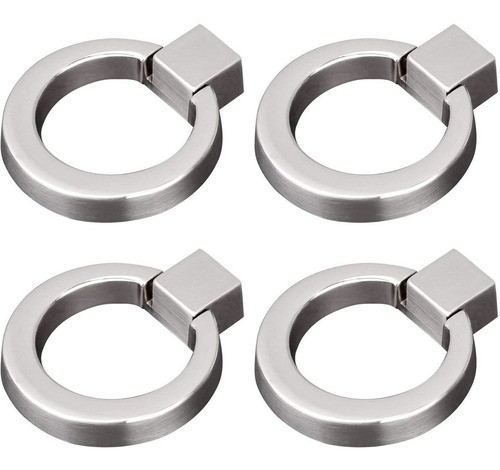 4 Tiradores Anillos De Plata Cepillado Para Muebles 0