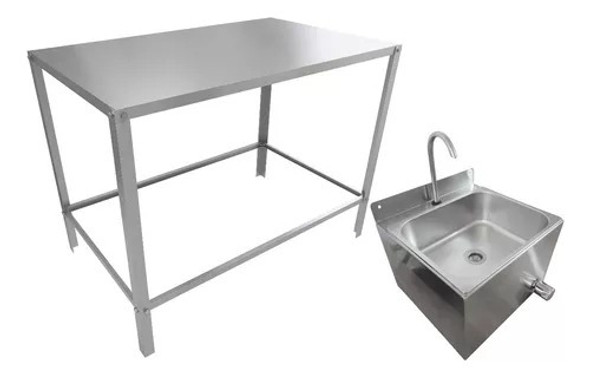 Kit Pia Aço Inox Com Mesa Inox Para Banho E Tosa 0 Kit Pia Aço Inox Com Mesa Inox Para Banho E Tosa 0